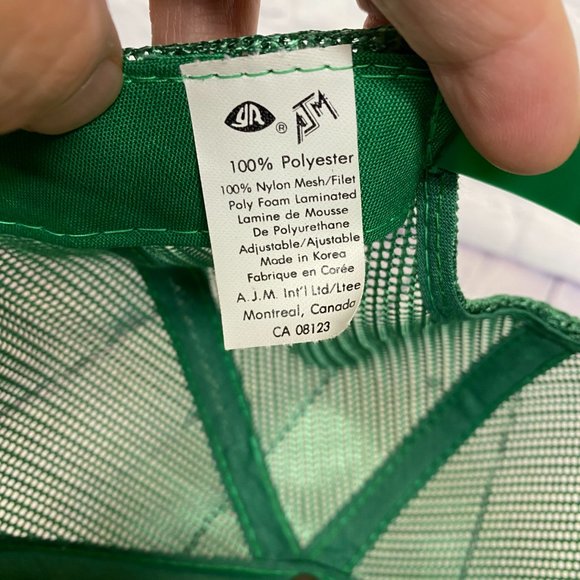 Vintage Hat Cap Snapback Green White C.A.P. Volunteer Trucker Mesh Print AJM 90s - Picture 8 of 8